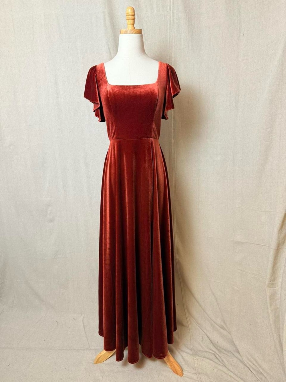 Azazie Rust Velvet Maxi Dress Fairycore Renaissance Formal Gown